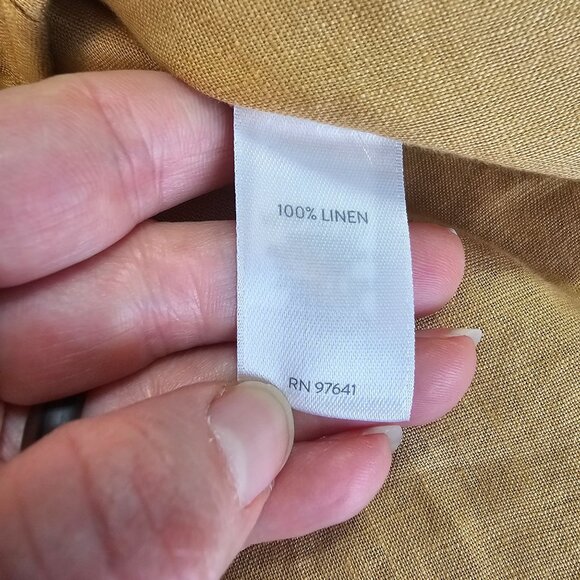 J.Jill Love Linen Button Up Shirt L Yellow Ochre Relaxed Fit Coastal Lagenlook - Picture 6 of 13